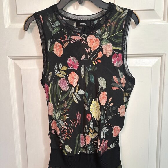 Theory Lewie Silk Combo Floral Dress - Picture 4 of 9